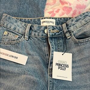 Princess Polly NWT Henesey High Rise Straight Leg Jeans Mid Blue Wash